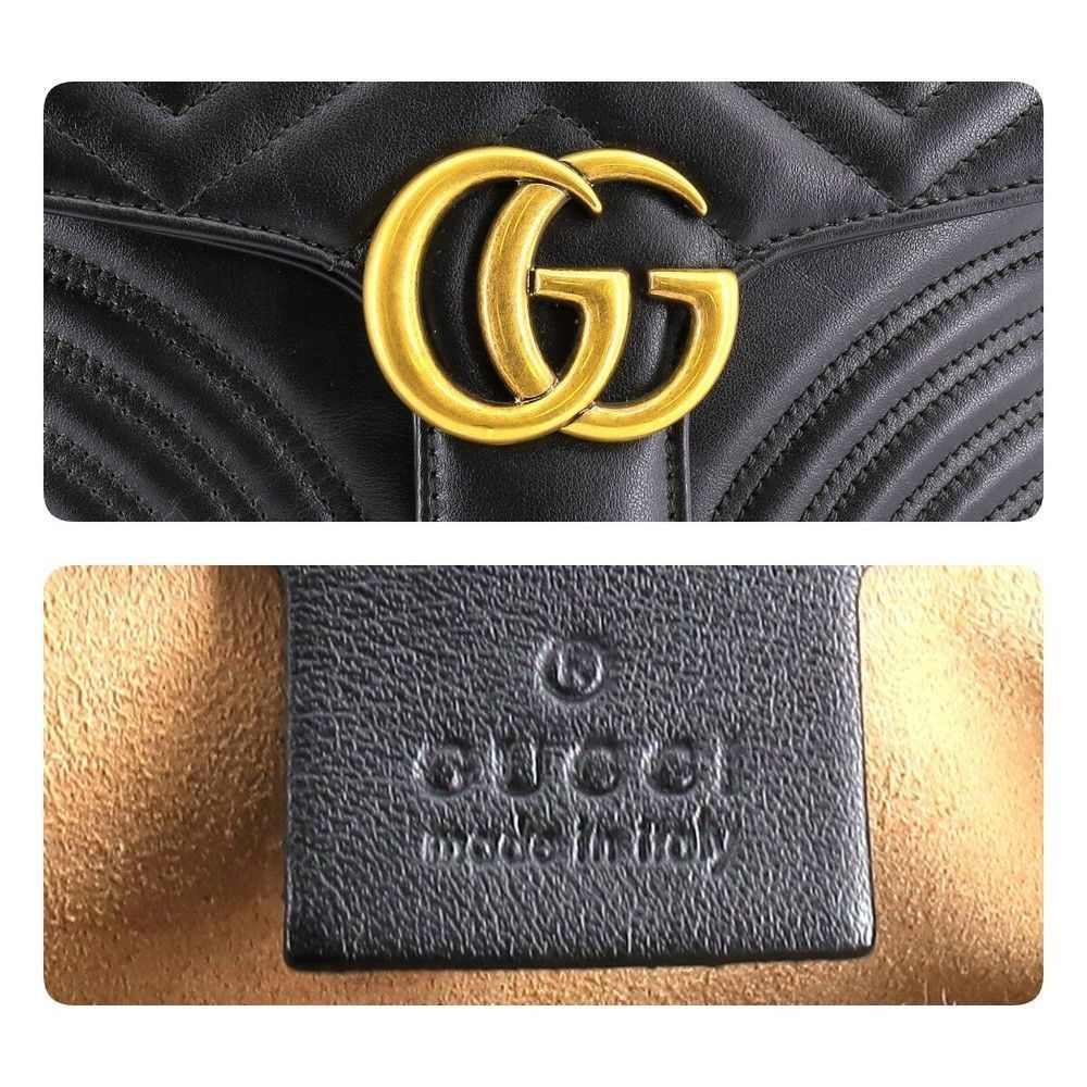 Gucci GG Marmont Small Top Handle Chain Shoulder Bag GG Black Gold Hardware - Picture 8 of 9